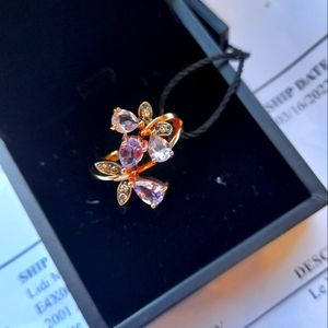 Le vain butterfly ring beautiful 14 kt rose gold engraved in ring